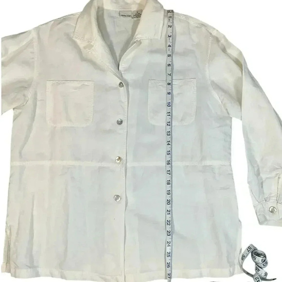 Merona Linen Button Down Long Sleeve Women's White Shirt Size Medium Casual - Picture 9 of 12